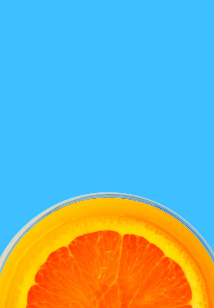 Orange on blue background