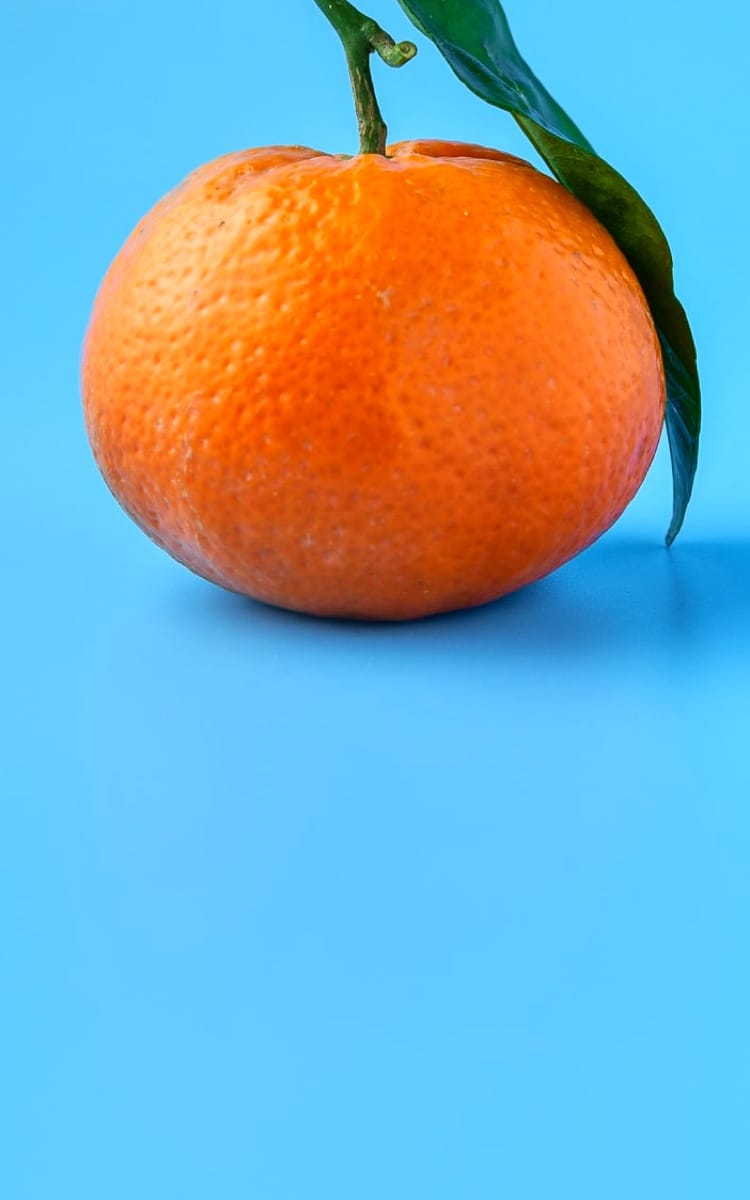 Orange on blue background